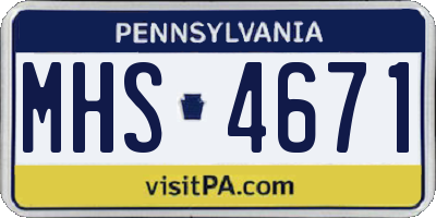 PA license plate MHS4671