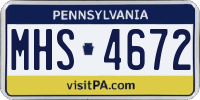 PA license plate MHS4672