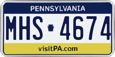 PA license plate MHS4674