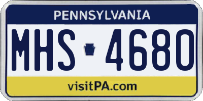 PA license plate MHS4680