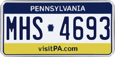 PA license plate MHS4693