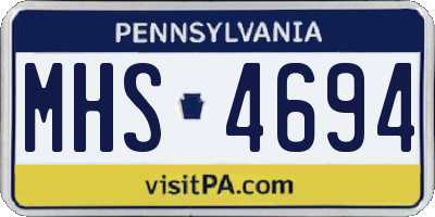 PA license plate MHS4694