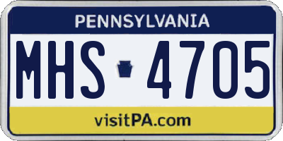 PA license plate MHS4705