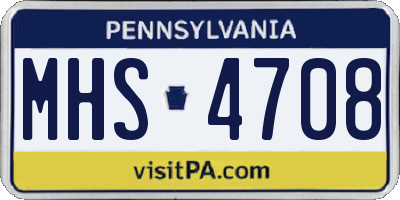 PA license plate MHS4708