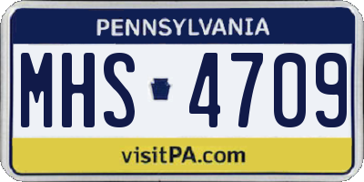PA license plate MHS4709