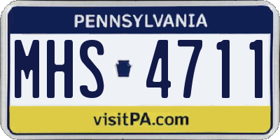 PA license plate MHS4711