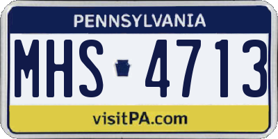 PA license plate MHS4713