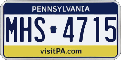 PA license plate MHS4715