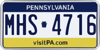 PA license plate MHS4716