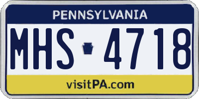 PA license plate MHS4718