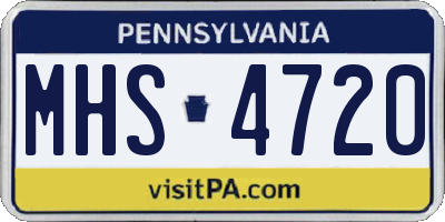 PA license plate MHS4720