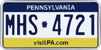 PA license plate MHS4721
