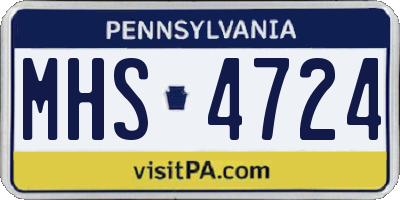PA license plate MHS4724