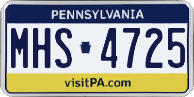 PA license plate MHS4725