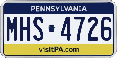 PA license plate MHS4726