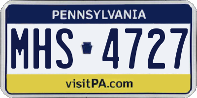 PA license plate MHS4727