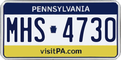 PA license plate MHS4730
