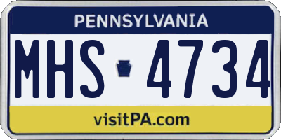 PA license plate MHS4734