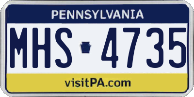 PA license plate MHS4735