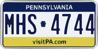 PA license plate MHS4744