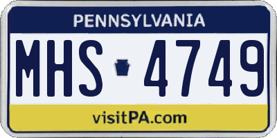 PA license plate MHS4749