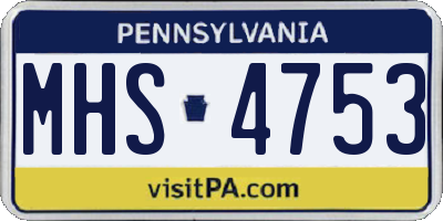 PA license plate MHS4753