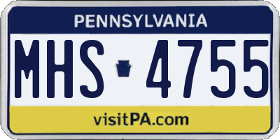 PA license plate MHS4755
