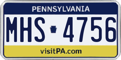 PA license plate MHS4756