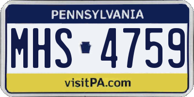 PA license plate MHS4759