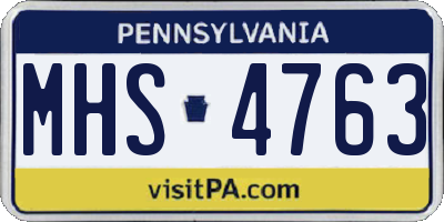 PA license plate MHS4763