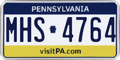 PA license plate MHS4764