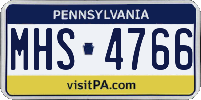 PA license plate MHS4766