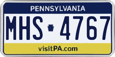 PA license plate MHS4767