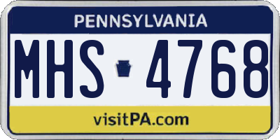 PA license plate MHS4768