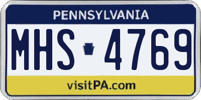 PA license plate MHS4769