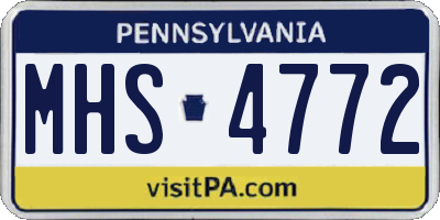 PA license plate MHS4772