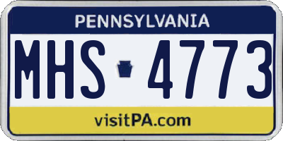 PA license plate MHS4773