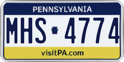 PA license plate MHS4774