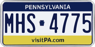 PA license plate MHS4775