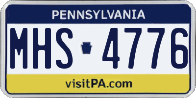 PA license plate MHS4776