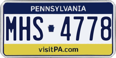 PA license plate MHS4778