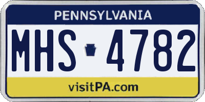 PA license plate MHS4782
