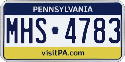 PA license plate MHS4783