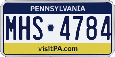 PA license plate MHS4784