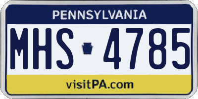 PA license plate MHS4785