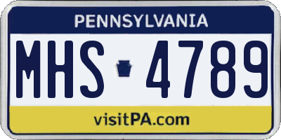 PA license plate MHS4789