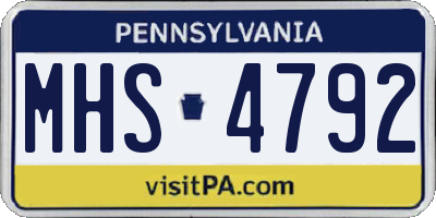 PA license plate MHS4792