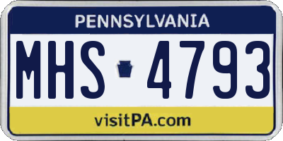 PA license plate MHS4793