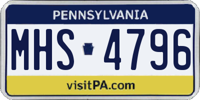 PA license plate MHS4796