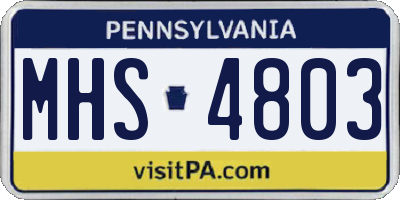 PA license plate MHS4803